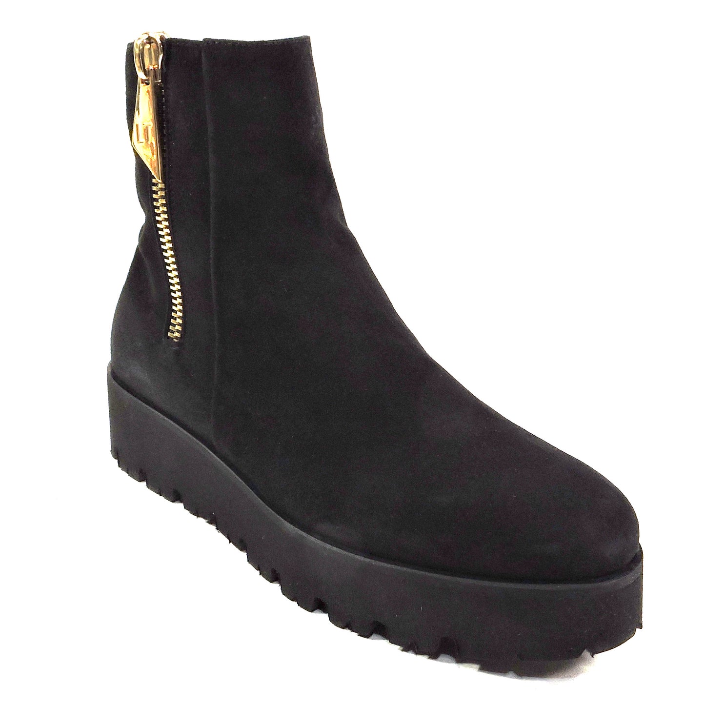 LUIGI TRAINI 🇮🇹 WOMEN'S SOFT BLACK SUEDE COMFORT WINTER FLAT BOOTIE