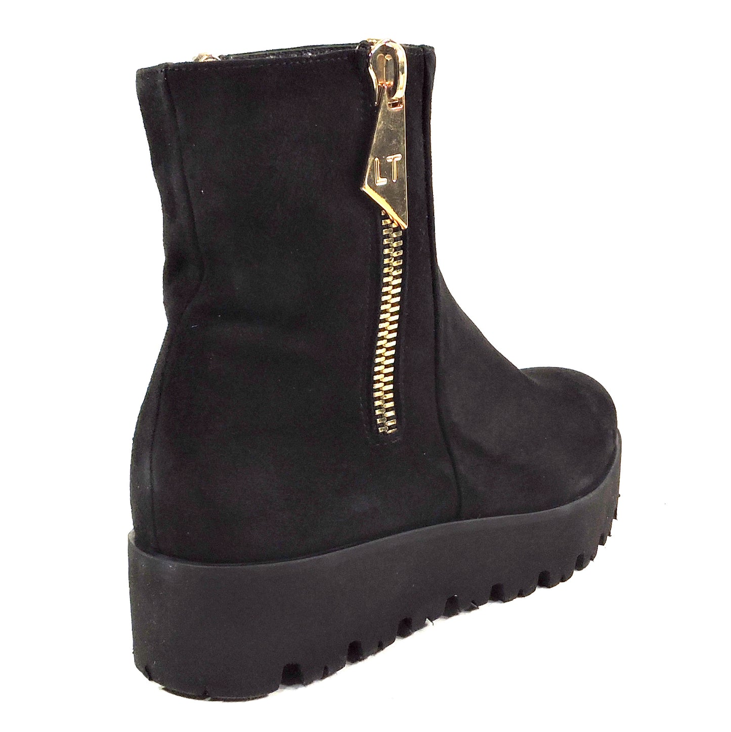 LUIGI TRAINI 🇮🇹 WOMEN'S SOFT BLACK SUEDE COMFORT WINTER FLAT BOOTIE