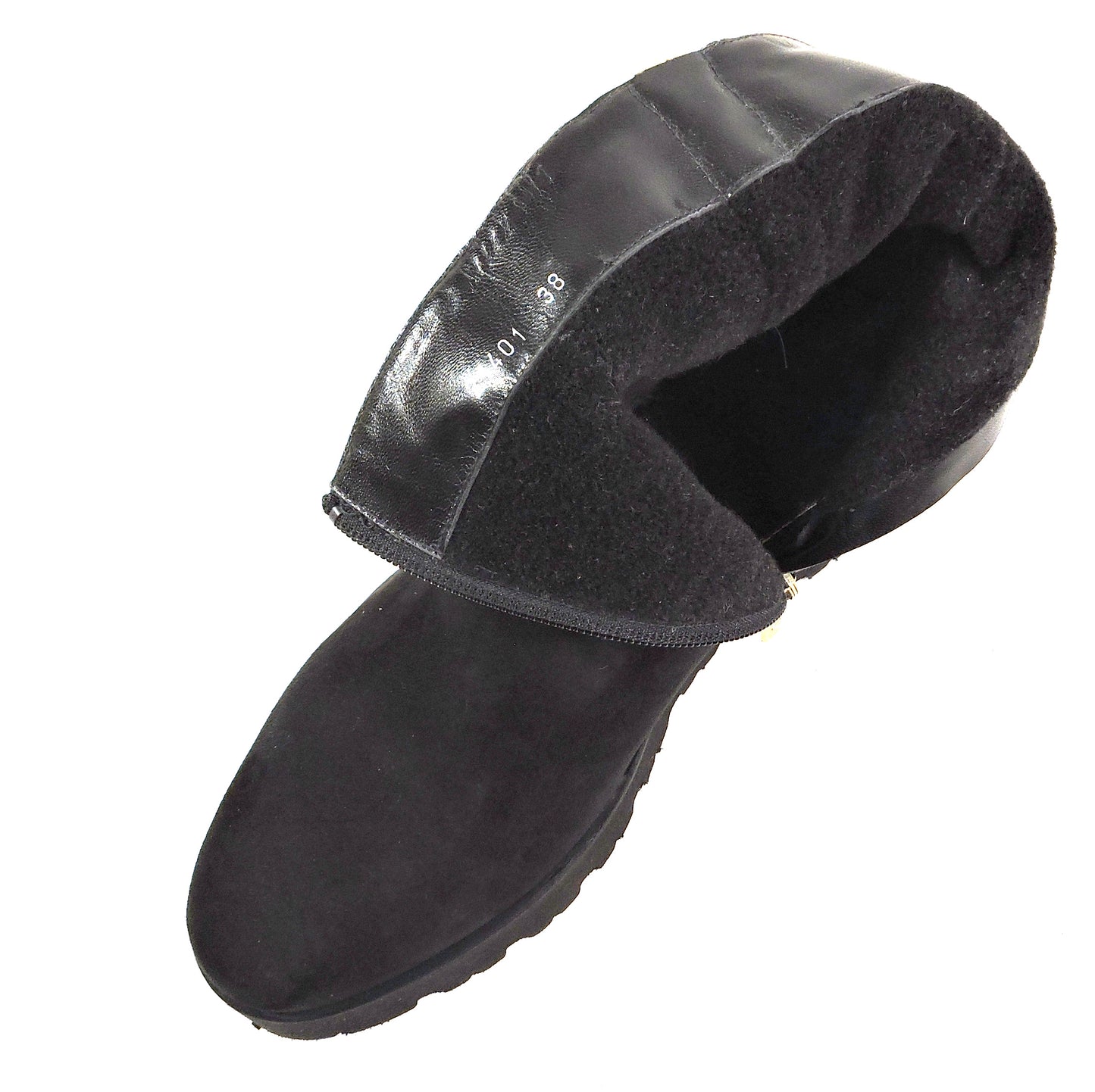 LUIGI TRAINI 🇮🇹 WOMEN'S SOFT BLACK SUEDE COMFORT WINTER FLAT BOOTIE