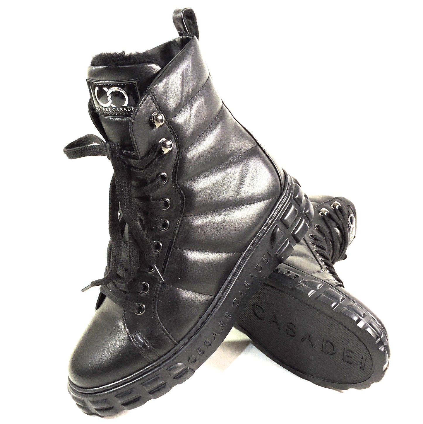 CASADEI 🇮🇹 WOMEN'S BLACK SOFT LEATHER COMFORT FASHION FLAT WINTER BOOTIE 37 EU