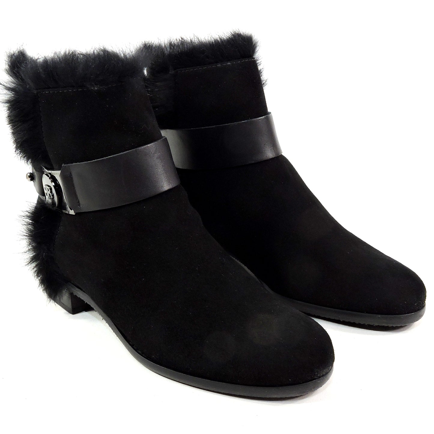 BALDININI 🇮🇹 WOMEN'S BLACK SUEDE WINTER FUR LINING FASHION CHELSEA BOOTIE