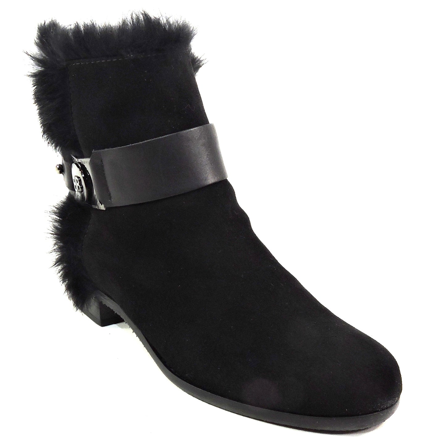 BALDININI 🇮🇹 WOMEN'S BLACK SUEDE WINTER FUR LINING FASHION CHELSEA BOOTIE