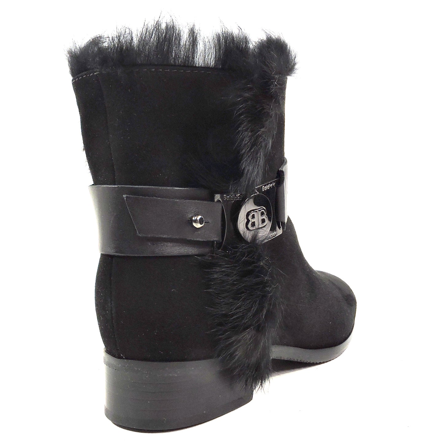 BALDININI 🇮🇹 WOMEN'S BLACK SUEDE WINTER FUR LINING FASHION CHELSEA BOOTIE