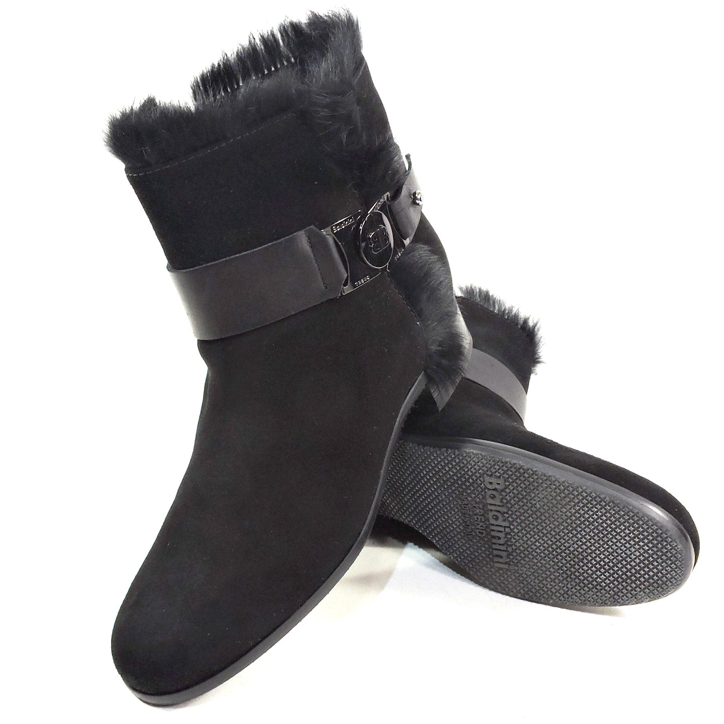 BALDININI 🇮🇹 WOMEN'S BLACK SUEDE WINTER FUR LINING FASHION CHELSEA BOOTIE