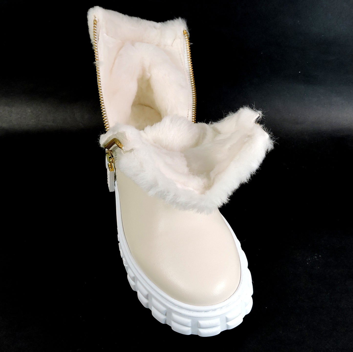 CASADEI 🇮🇹 WOMEN'S BEIGE LEATHER COMFORT LAMB FUR WINTER FASHION BOOTIE 37 EU