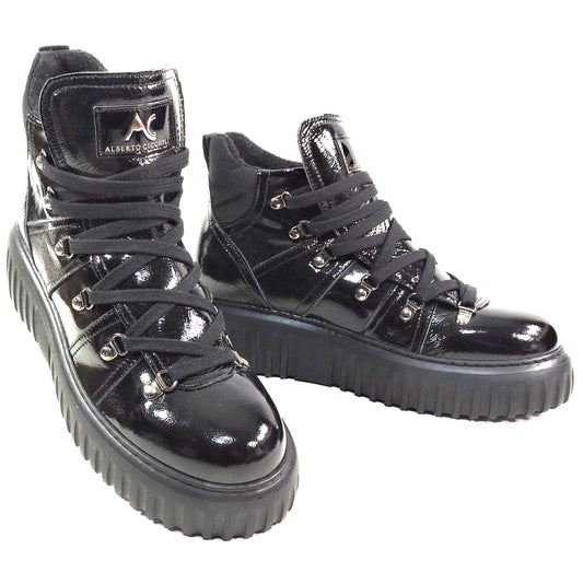 ALBERTO CICCIOLI 🇮🇹 WOMEN'S BLACK SOFT PATENT LEATHER COMFORT WINTER BOOTIE 37