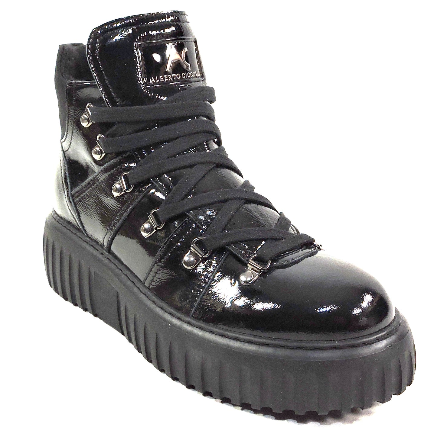 ALBERTO CICCIOLI 🇮🇹 WOMEN'S BLACK SOFT PATENT LEATHER COMFORT WINTER BOOTIE 37