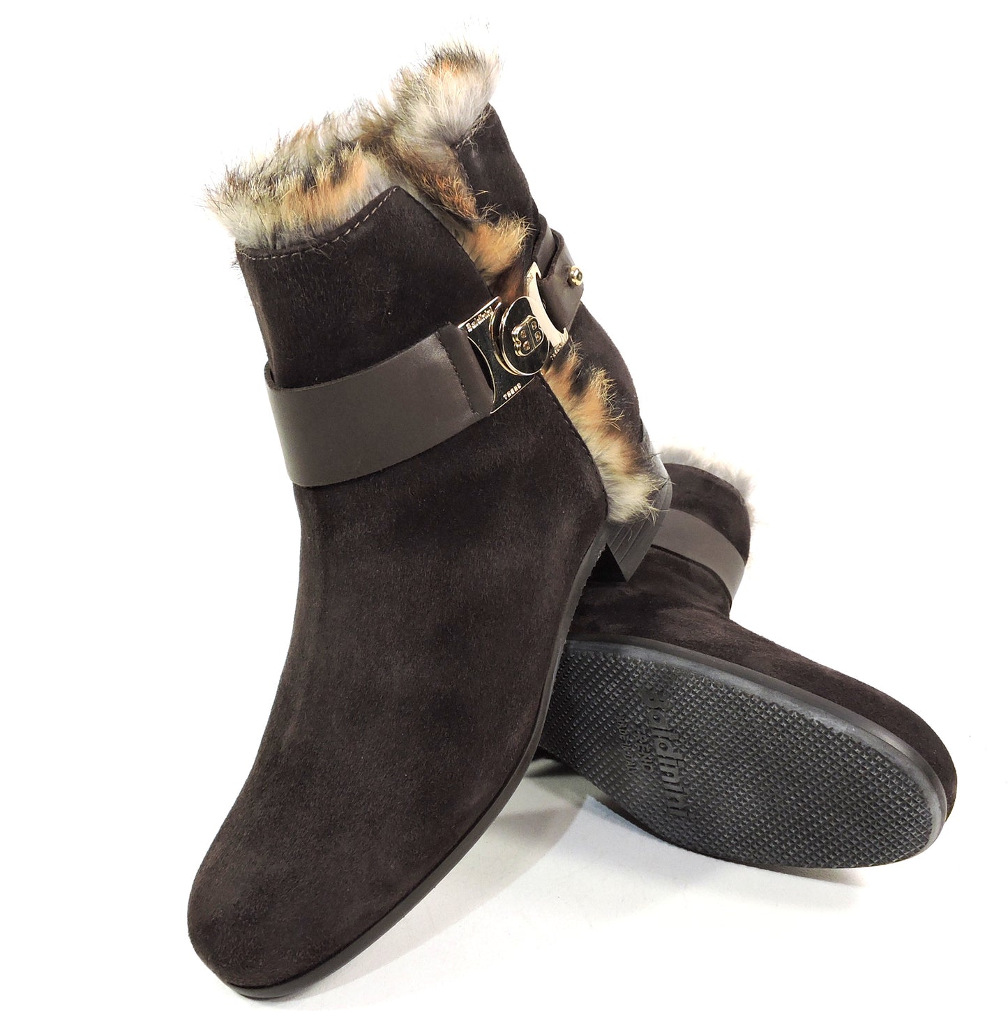 BALDININI 🇮🇹 WOMEN'S BROWN SUEDE WINTER FUR LINING FASHION CHELSEA BOOTIE