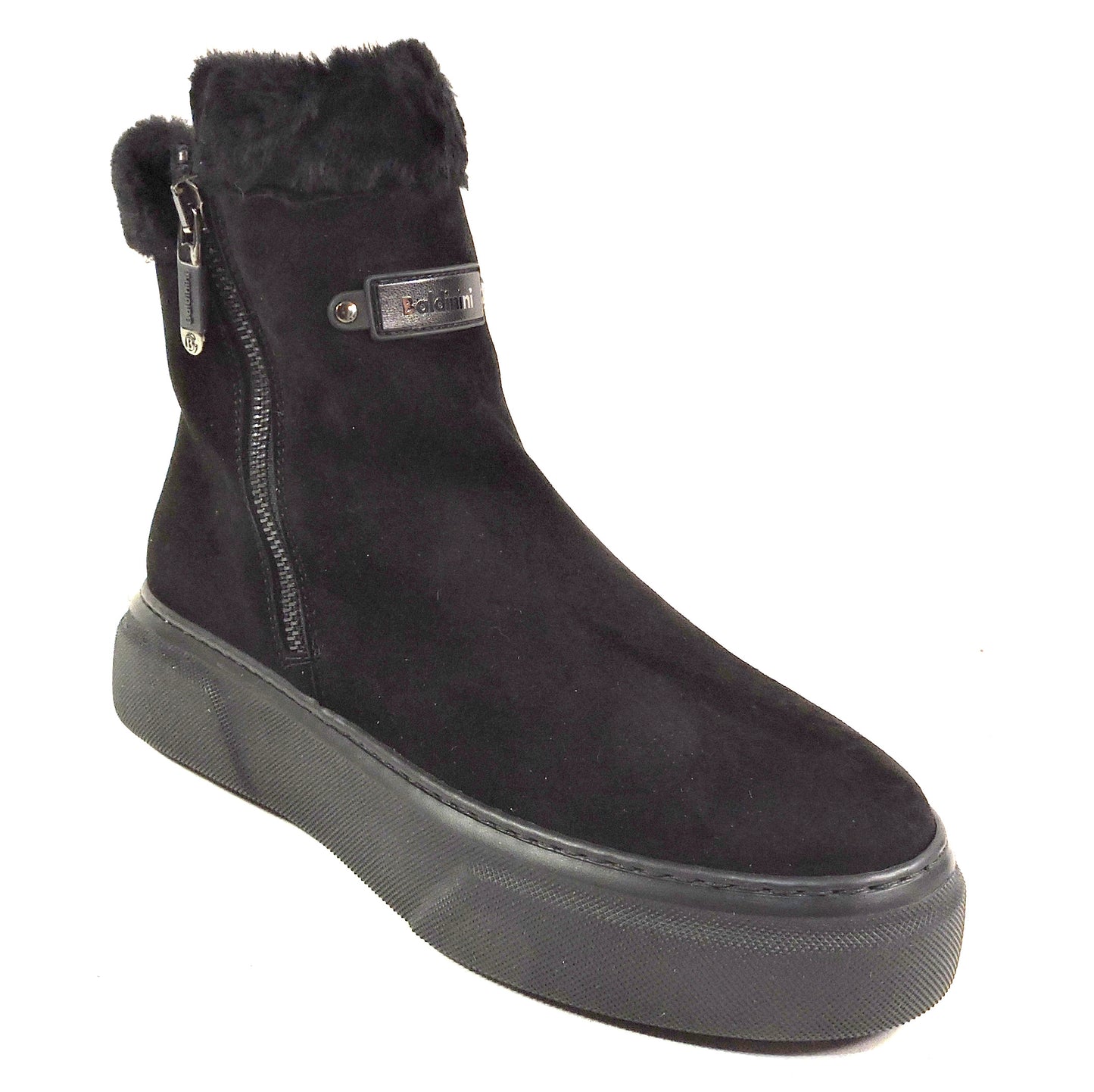 BALDININI 🇮🇹 WOMEN'S BLACK SOFT SUEDE COMFORT WINTER ANKLE PLATFORM BOOTIES