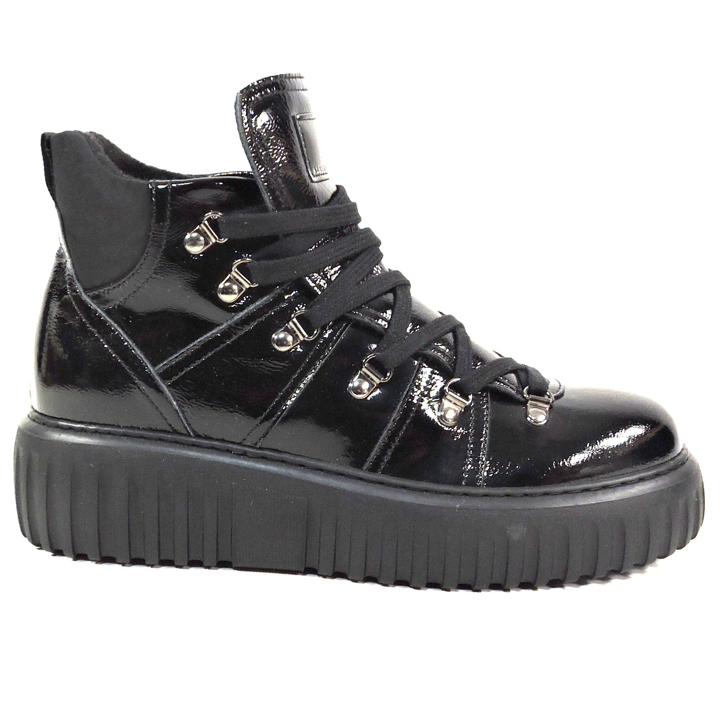 ALBERTO CICCIOLI 🇮🇹 WOMEN'S BLACK SOFT PATENT LEATHER COMFORT WINTER BOOTIE 37