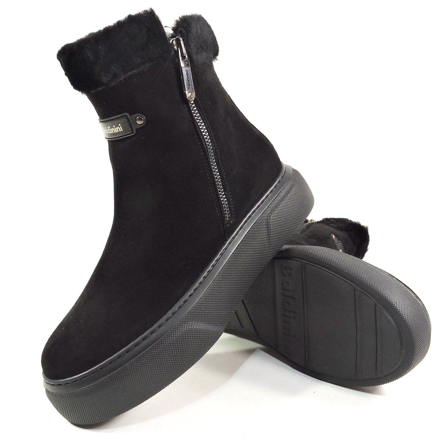 BALDININI 🇮🇹 WOMEN'S BLACK SOFT SUEDE COMFORT WINTER ANKLE PLATFORM BOOTIES