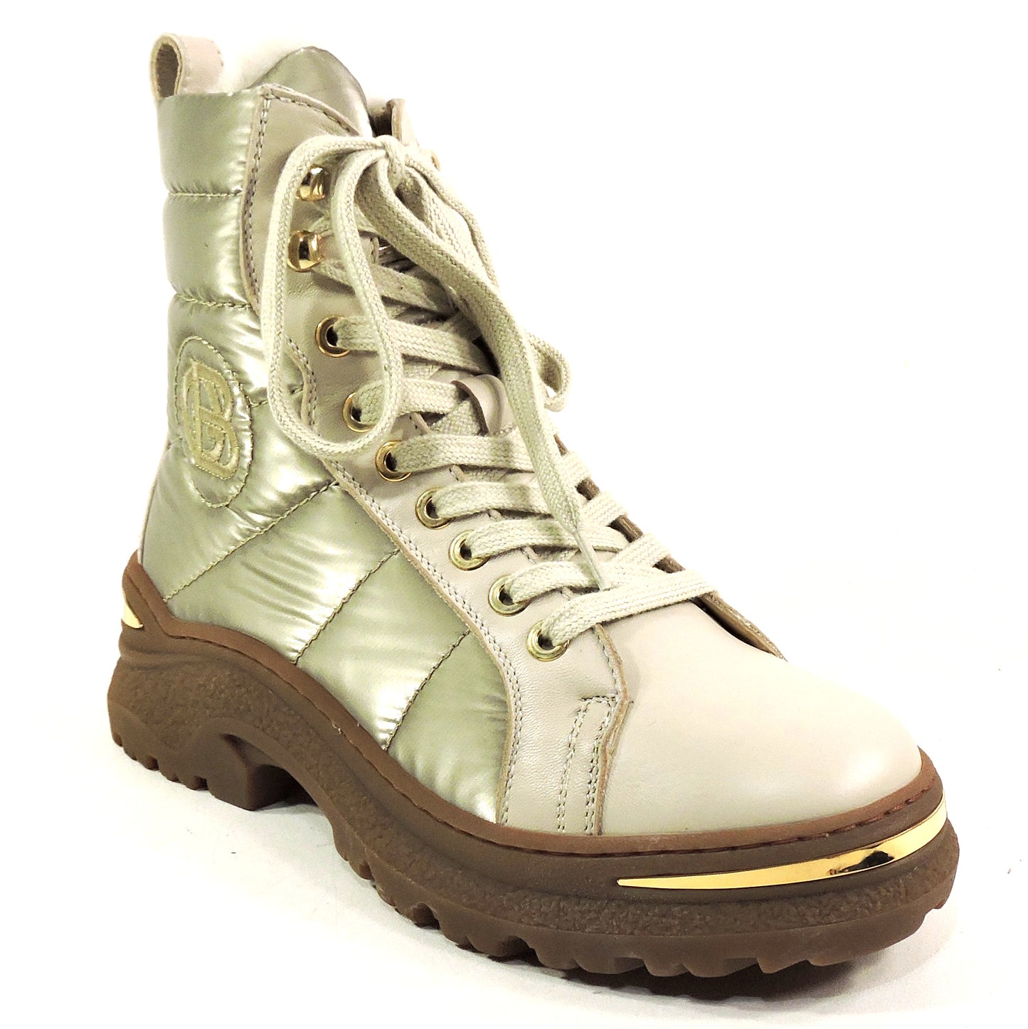 BALDININI 🇮🇹 WOMEN'S BEIGE SOFT LEATHER & FABRIC COMFORT WINTER FUR BOOTIE