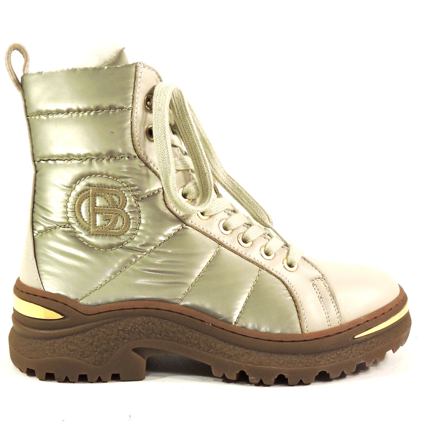 BALDININI 🇮🇹 WOMEN'S BEIGE SOFT LEATHER & FABRIC COMFORT WINTER FUR BOOTIE