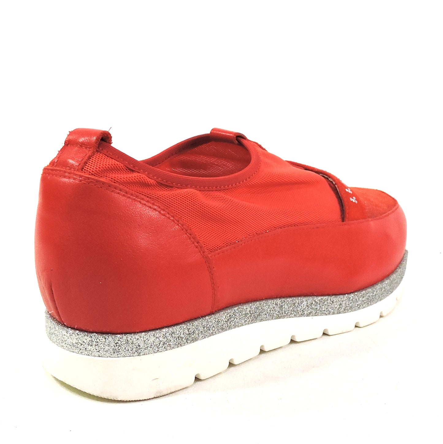 LUIGI TRAINI 🇮🇹 WOMEN'S RED LEATHER COMFORT SUMMER FLAT SNEAKERS