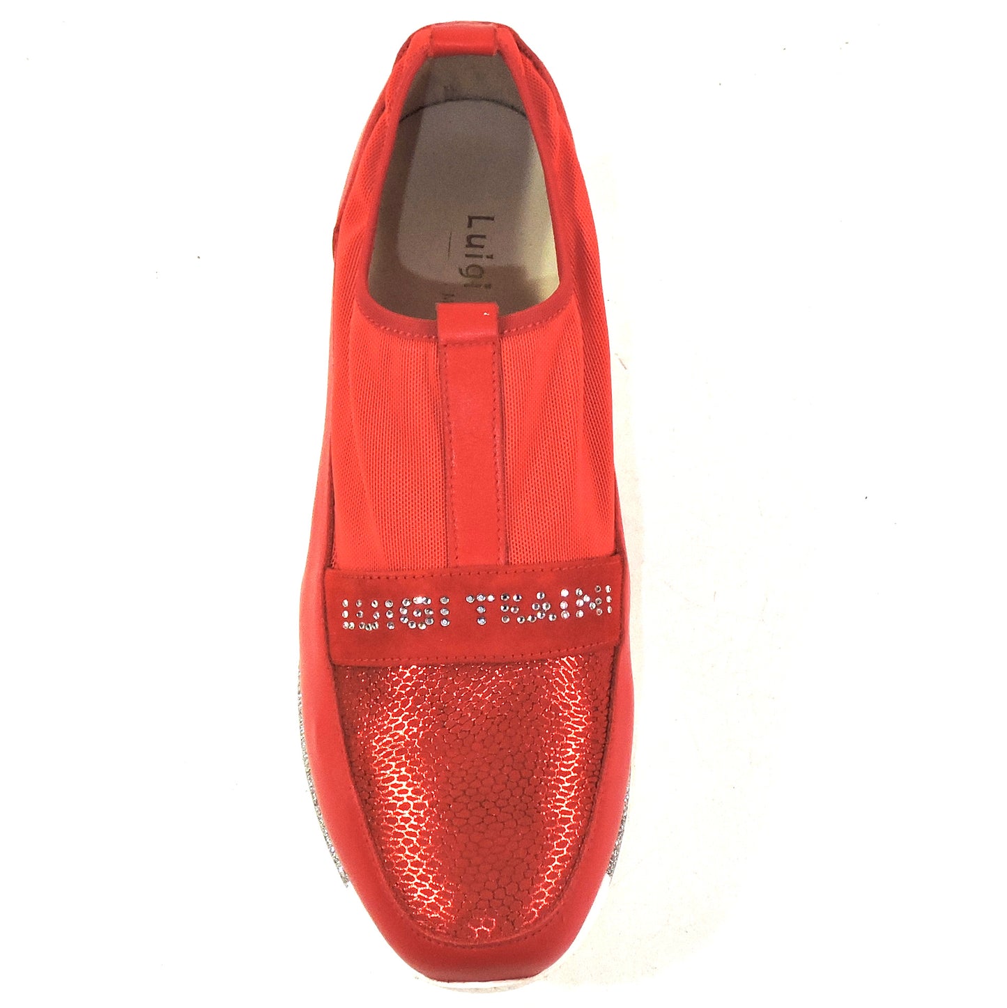 LUIGI TRAINI 🇮🇹 WOMEN'S RED LEATHER COMFORT SUMMER FLAT SNEAKERS