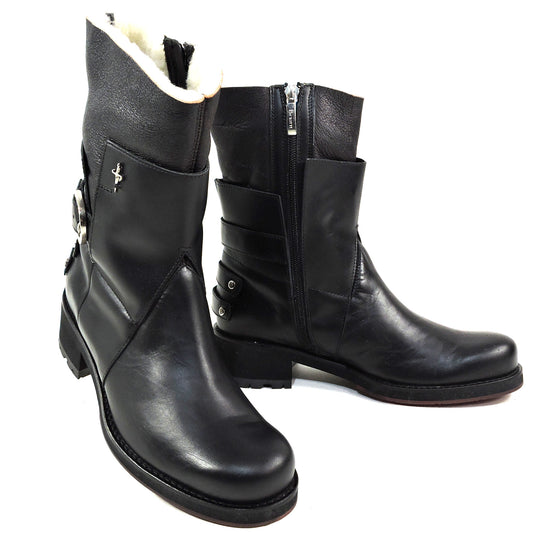 CESARE PACIOTTI 4 US 🇮🇹 WOMEN'S BLACK SOFT LEATHER FUR LINING BOOTS