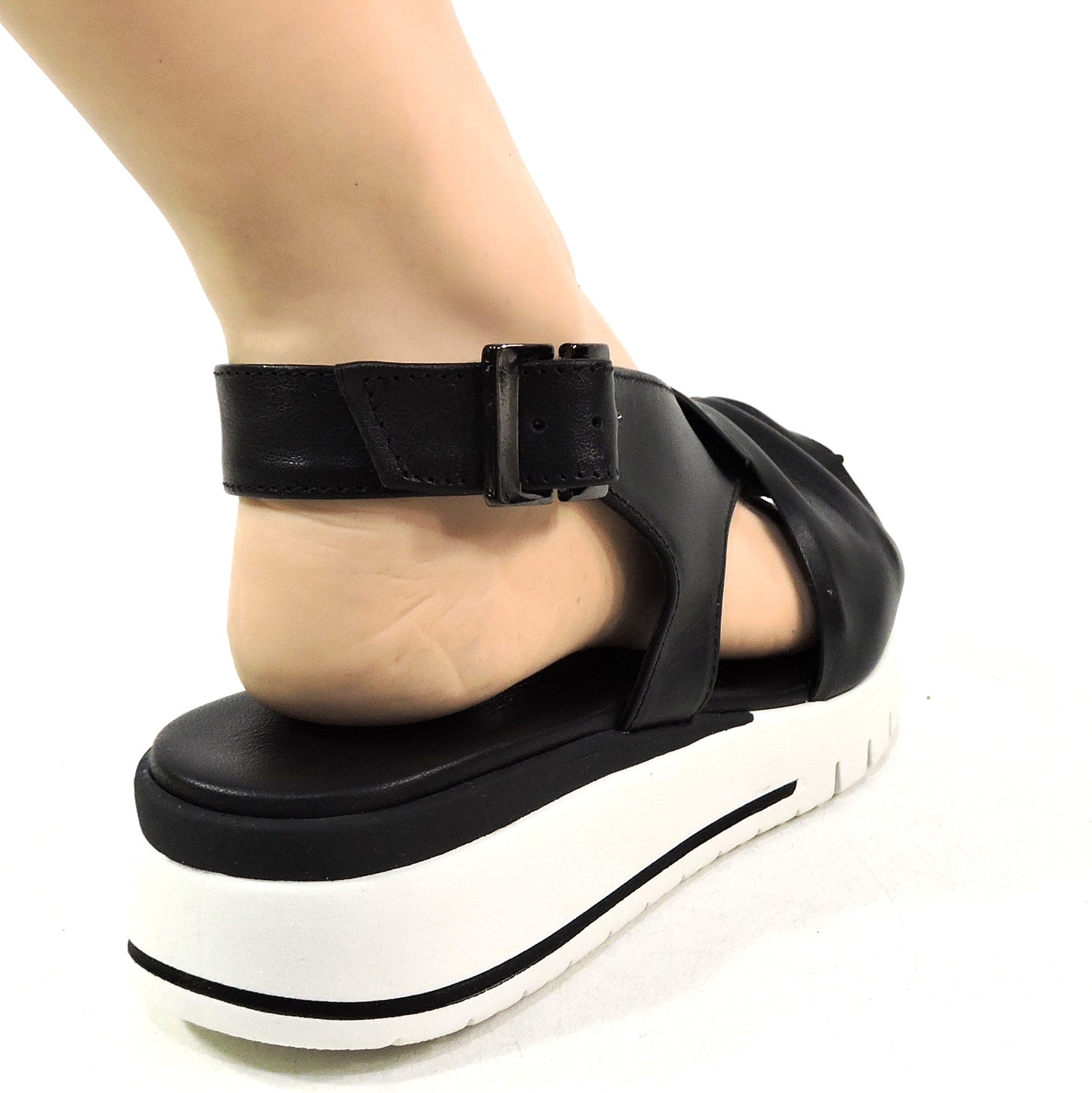 SPACE MODA BY REPO 🇮🇹 WOMEN'S BLACK SOFT LEATHER COMFORT SUMMER FLAT SANDALS