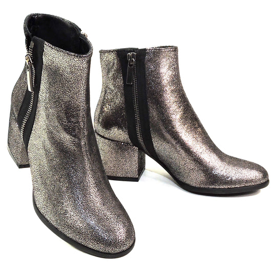ROGAN 🇮🇹 WOMEN'S SOFT SILVER SUEDE COMFORT ANKLE BOOTIE