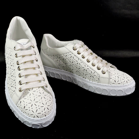 CASADEI 🇮🇹 WOMEN'S OFF WHITE SOFT LEATHER COMFORT FASHION SUMMER SNEAKERS