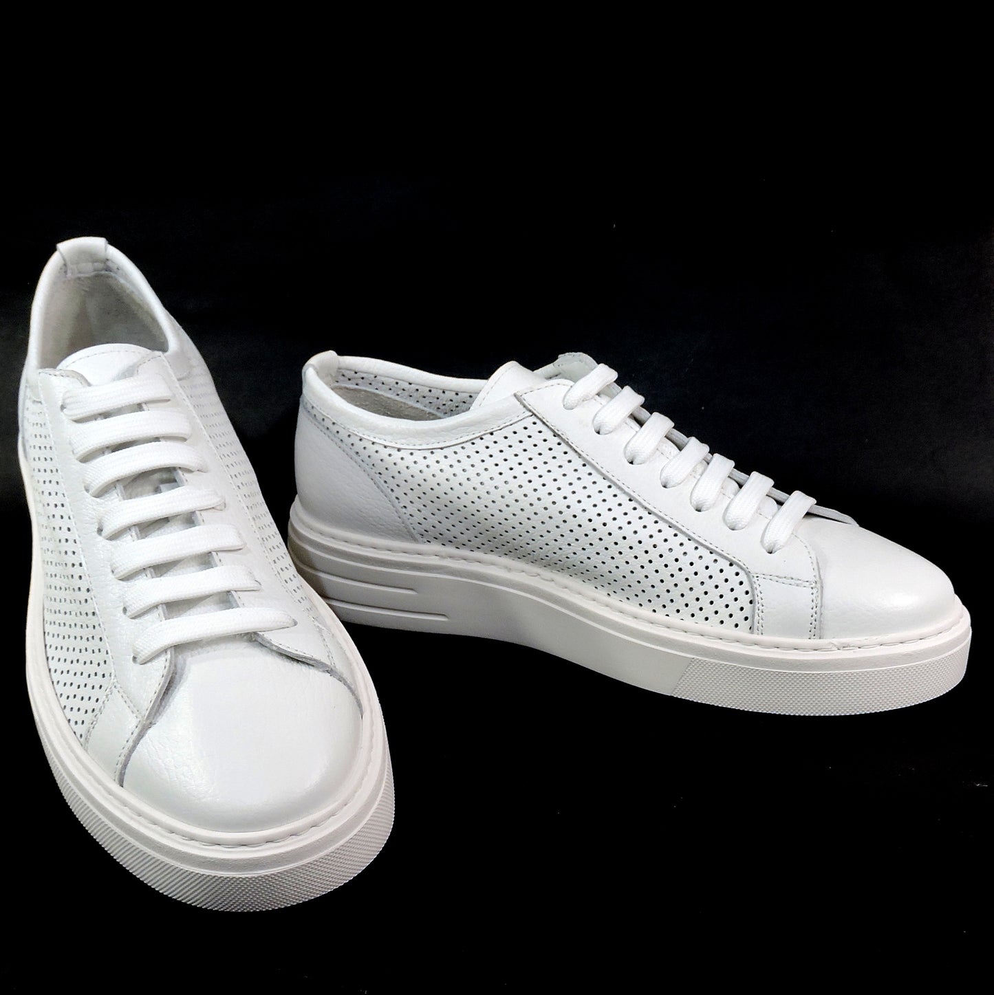 ALBERTO CICCIOLI 🇮🇹 MEN'S WHITE SOFT LEATHER COMFORT SUMMER SNEAKERS 42 EU