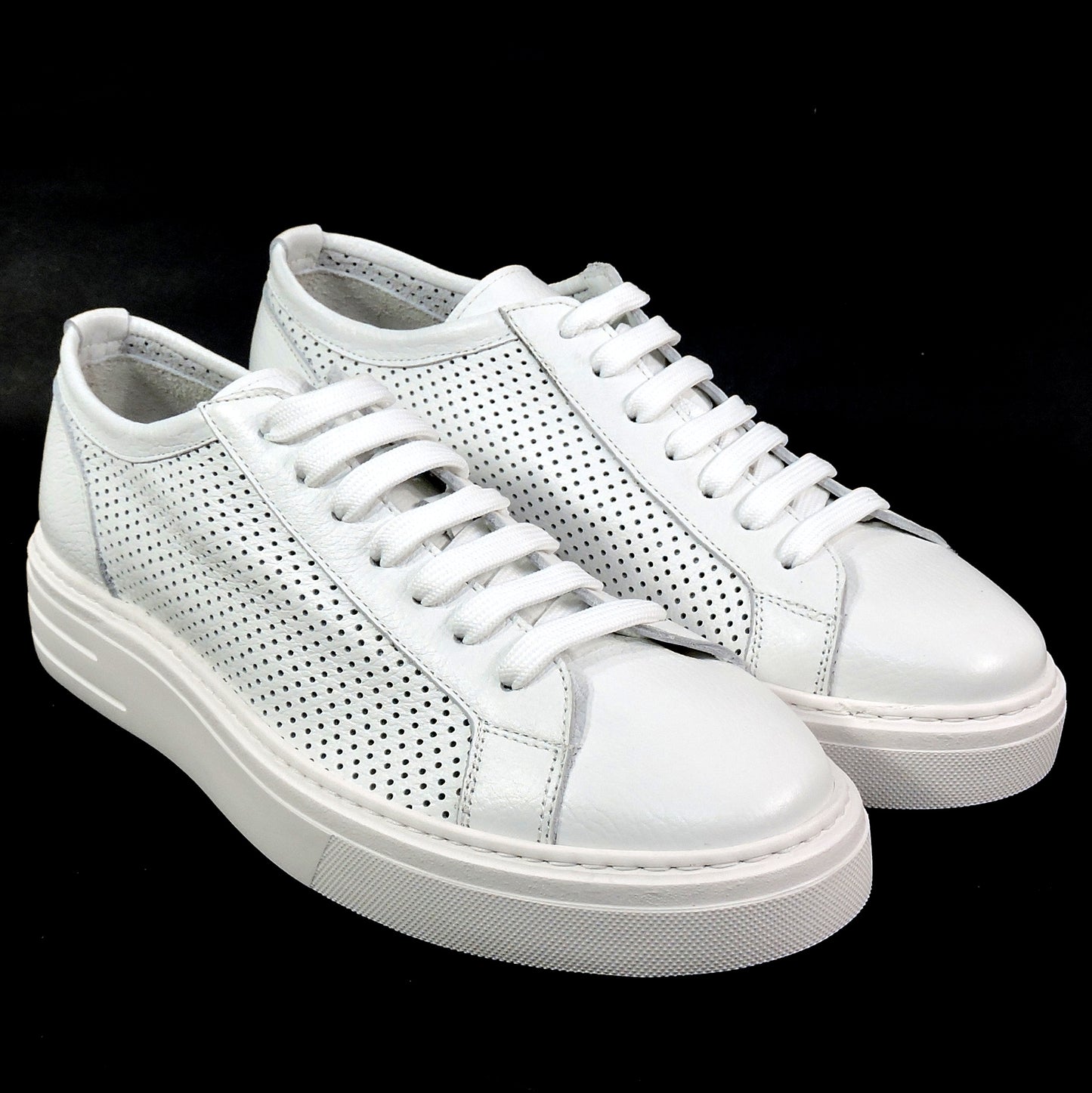 ALBERTO CICCIOLI 🇮🇹 MEN'S WHITE SOFT LEATHER COMFORT SUMMER SNEAKERS 42 EU