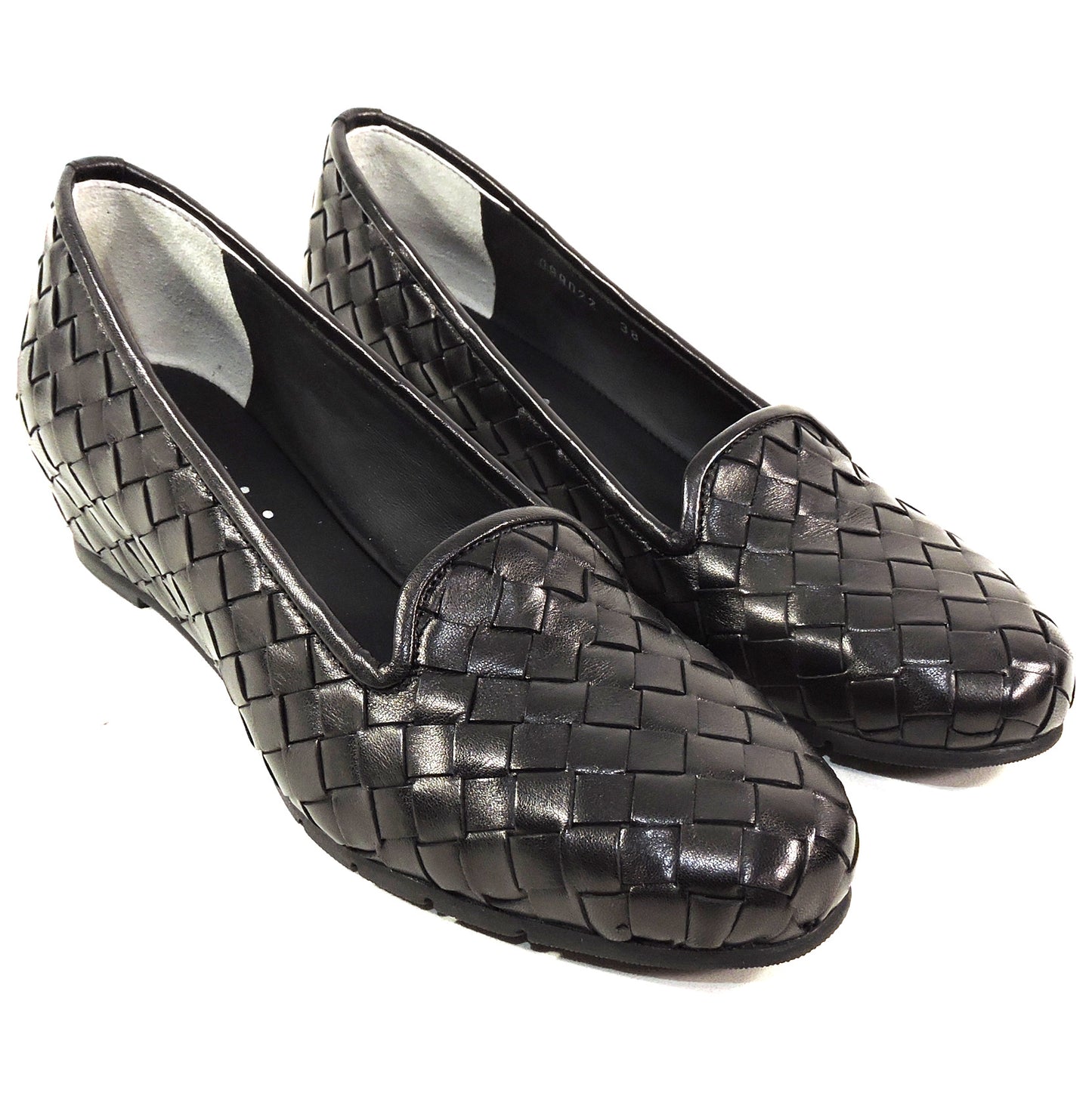 BALDININI 🇮🇹 WOMEN'S BLACK SOFT LEATHER WEDGE COMFORT LOAFERS