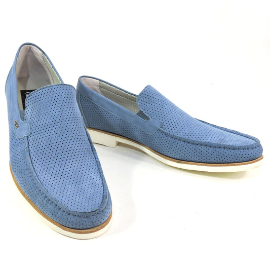 GOODMAN 🇮🇹 MENS BLUE SOFT NUBUCK COMFORT SUMMER LOAFERS 44 EU