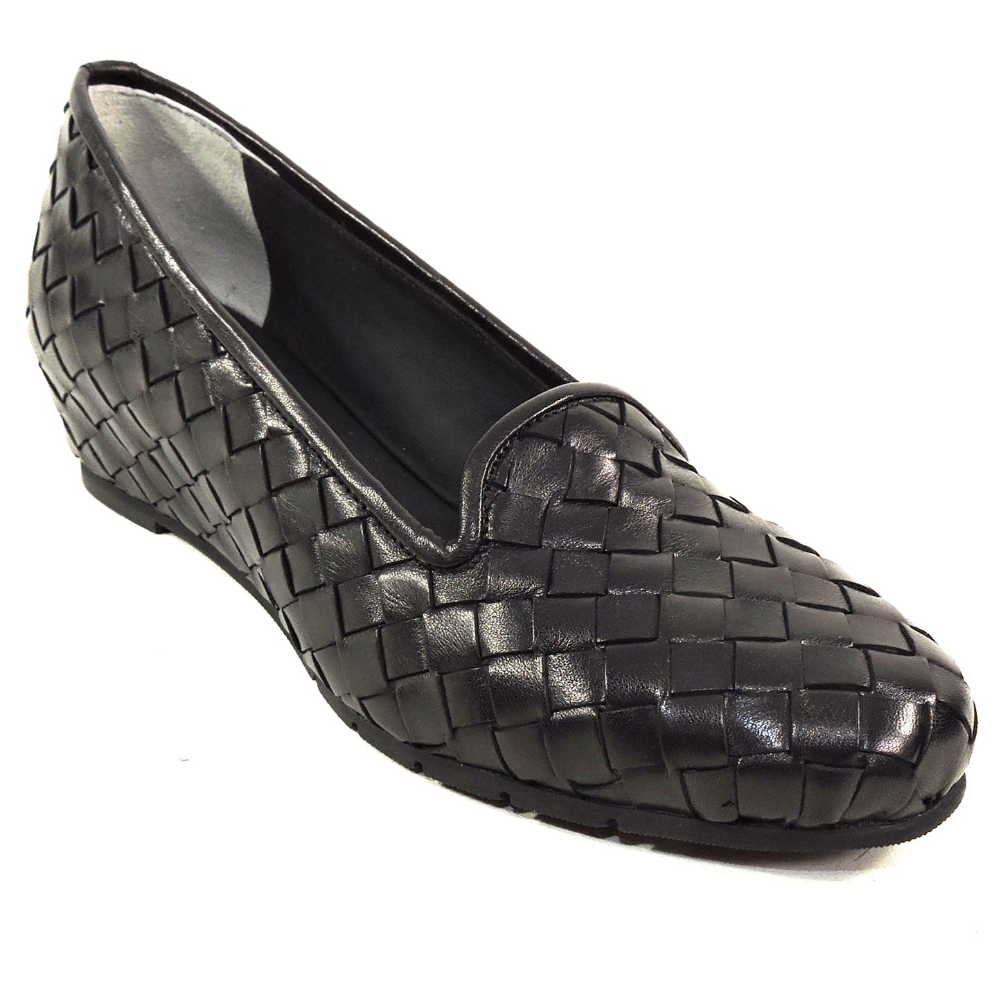 BALDININI 🇮🇹 WOMEN'S BLACK SOFT LEATHER WEDGE COMFORT LOAFERS