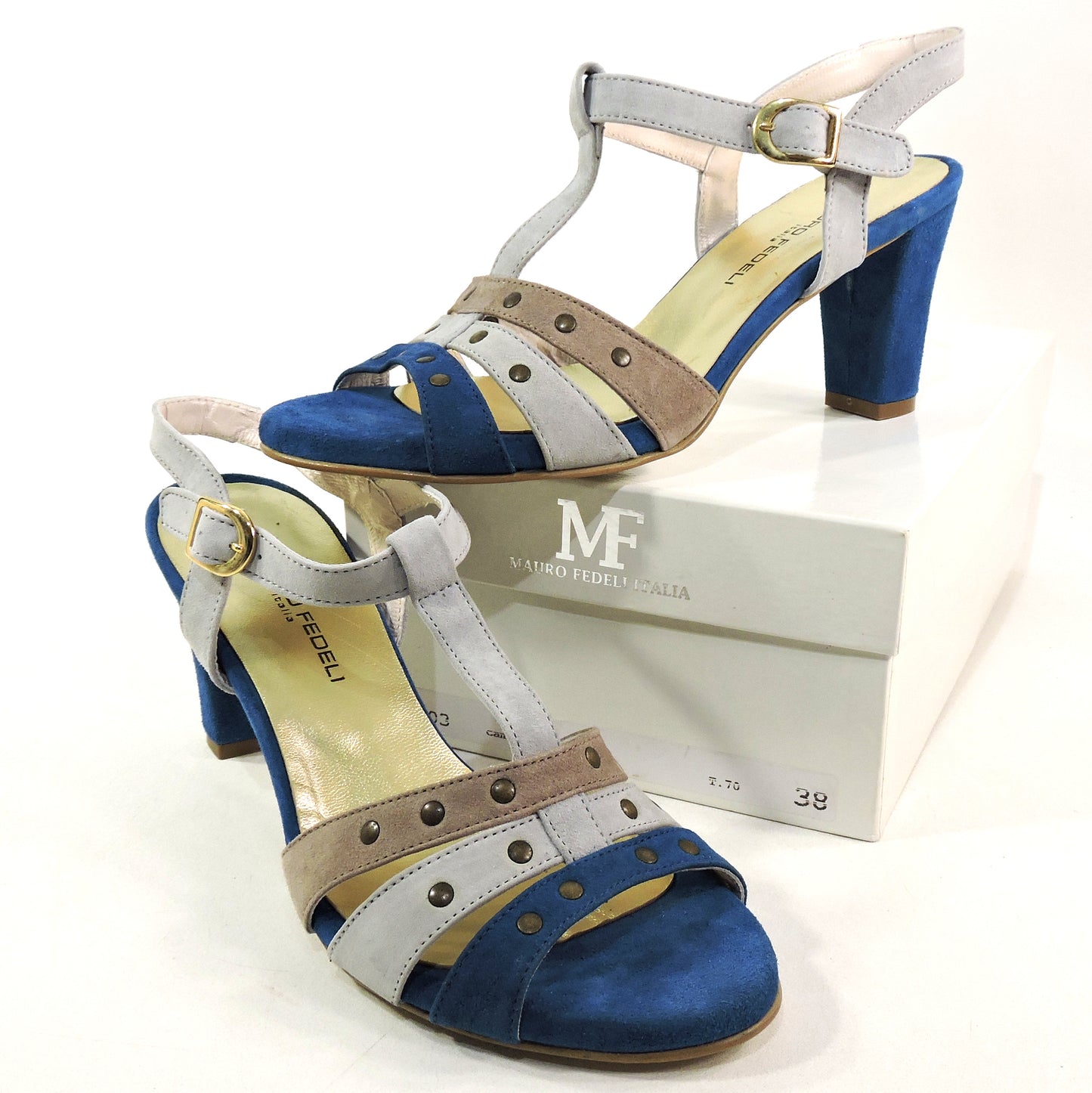MAURO FEDELI 🇮🇹 WOMEN'S SOFT BLUE SUEDE COMFORT SUMMER SANDALS