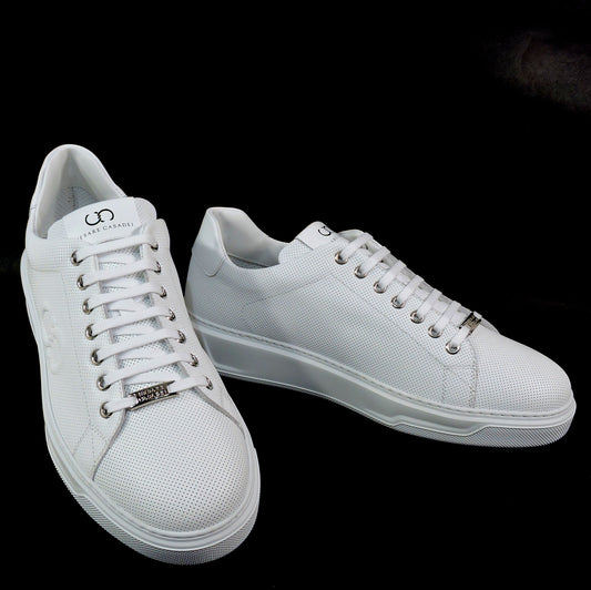 CASADEI 🇮🇹 MEN'S SOFT WHITE LEATHER COMFORT SUMMER FASHION SNEAKERS