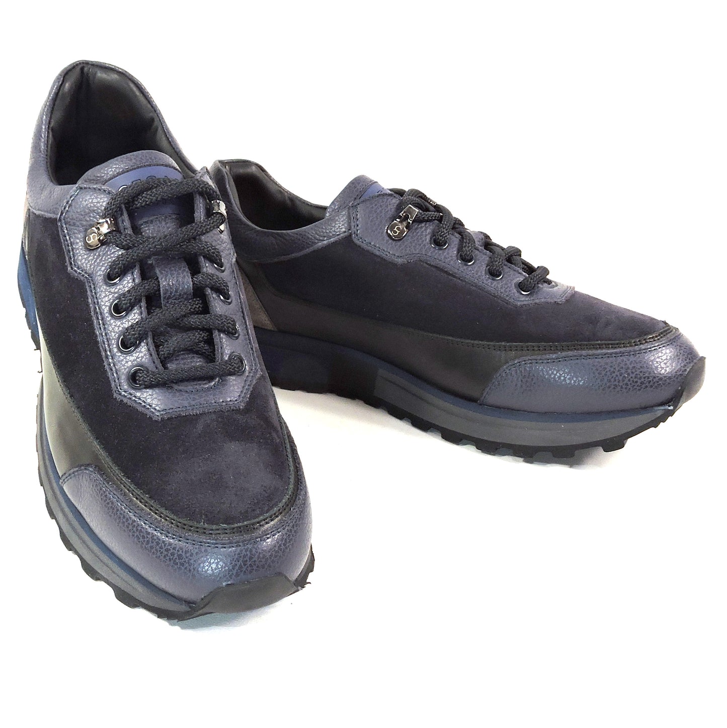 CASADEI 🇮🇹 MEN'S BLUE SUEDE & LEATHER COMFORT FASHION SNEAKERS