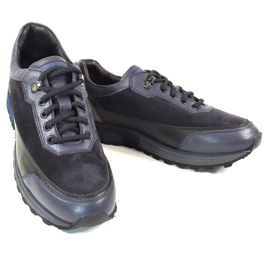 CASADEI 🇮🇹 MEN'S BLUE SUEDE & LEATHER COMFORT FASHION SNEAKERS