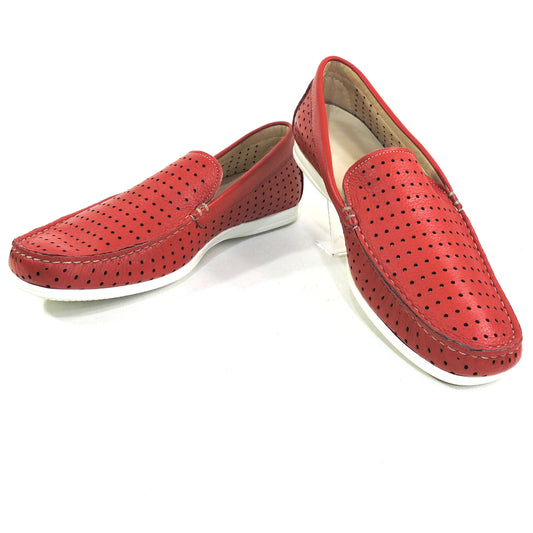 GOODMAN 🇮🇹 MEN'S RED LEATHER COMFORT SUMMER FLATS LOAFERS 42 EU
