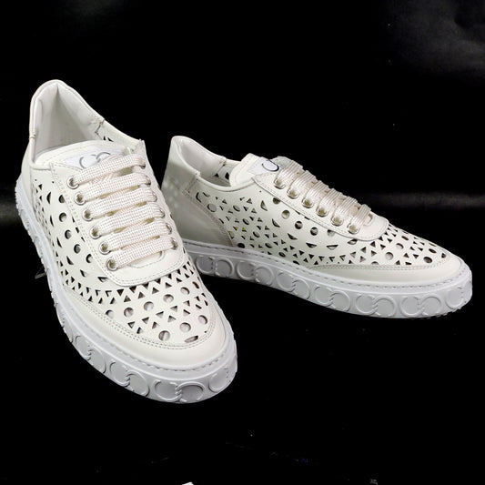 CASADEI 🇮🇹 WOMEN'S SOFT WHITE LEATHER COMFORT SUMMER FASHION SNEAKERS