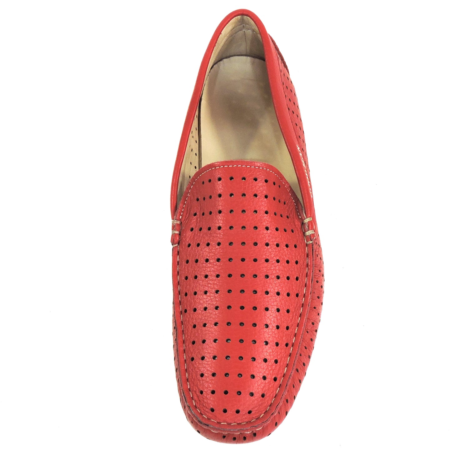 GOODMAN 🇮🇹 MEN'S RED LEATHER COMFORT SUMMER FLATS LOAFERS 42 EU
