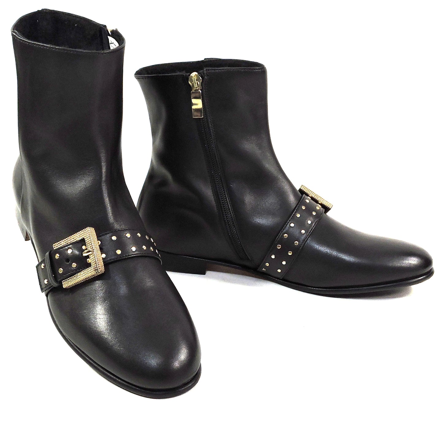 ALBERTO CICCIOLI 🇮🇹 WOMEN'S BLACK SOFT LEATHER COMFORT FASHION ANKLE BOOTIE