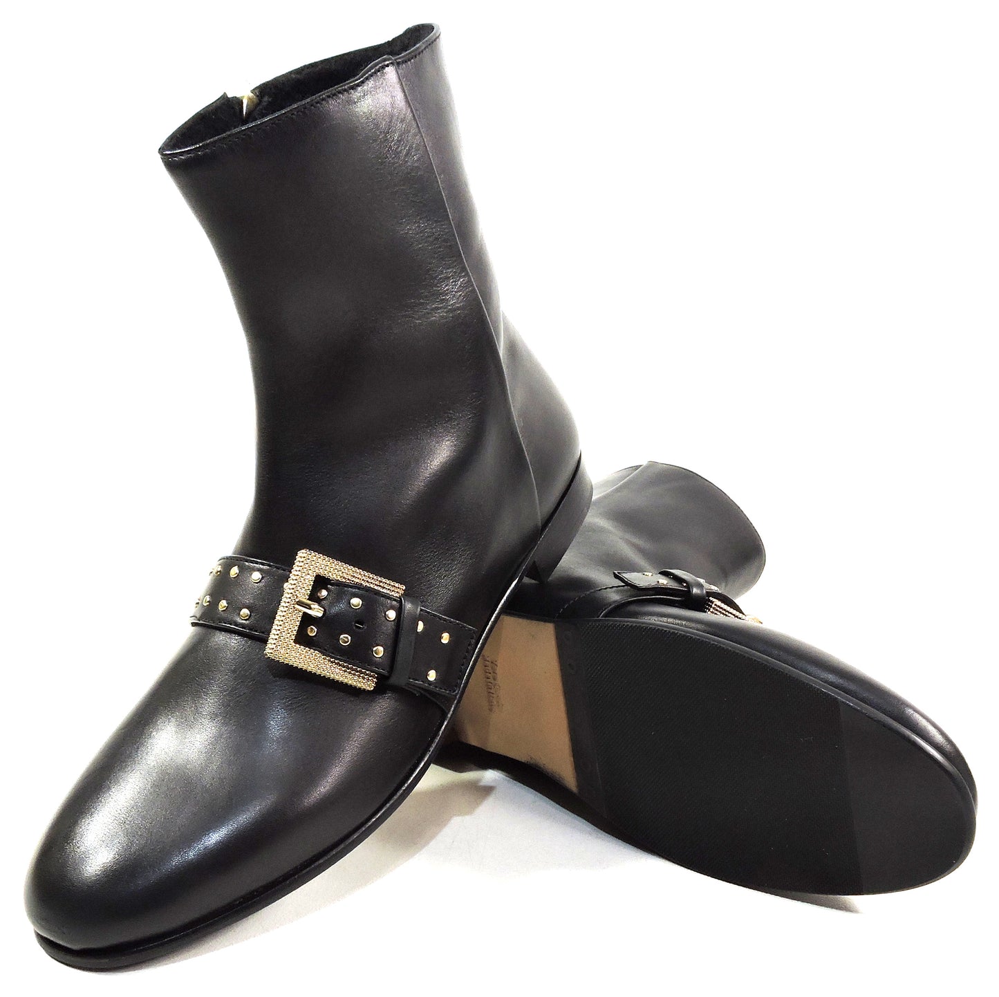 ALBERTO CICCIOLI 🇮🇹 WOMEN'S BLACK SOFT LEATHER COMFORT FASHION ANKLE BOOTIE