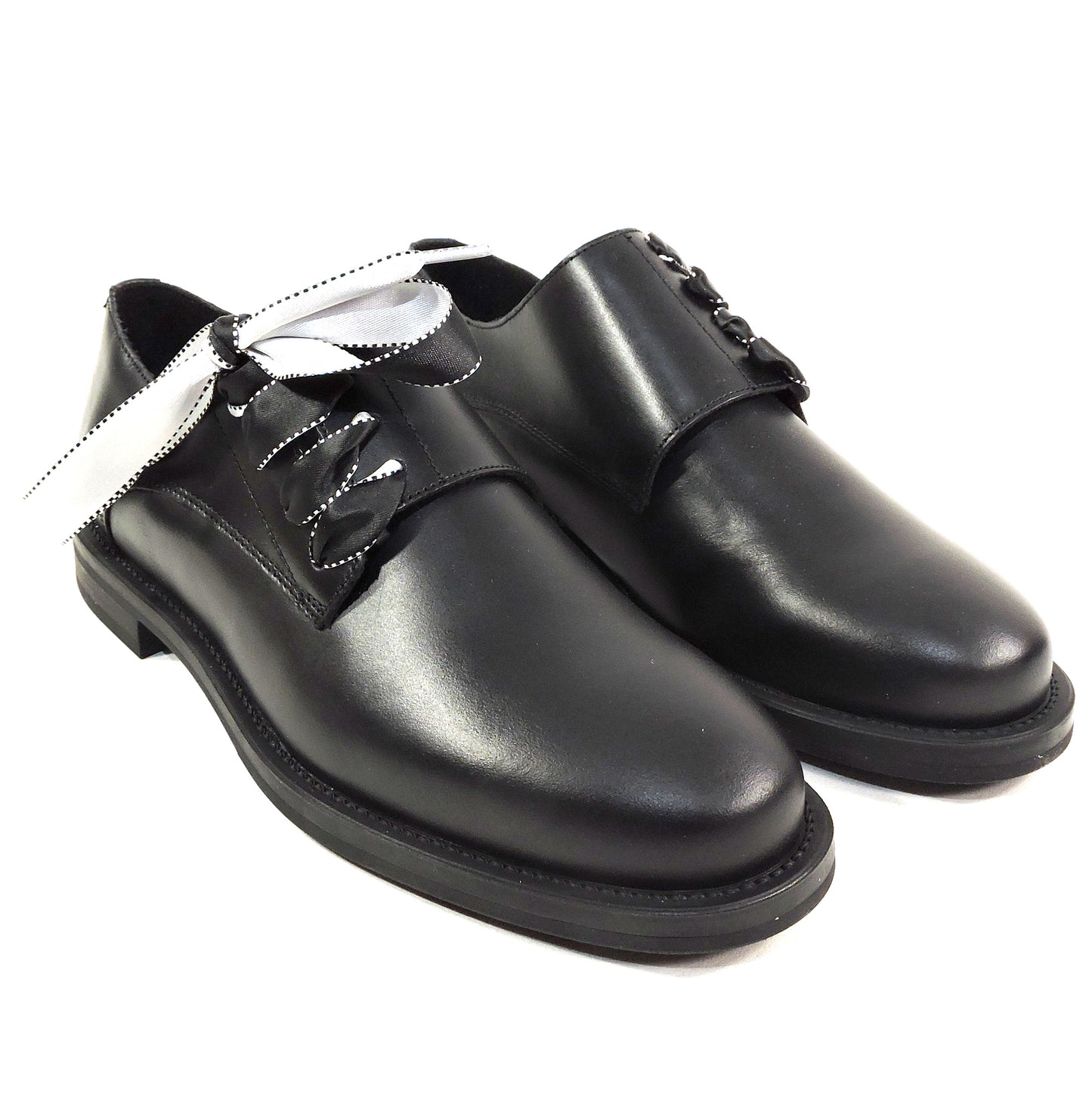 FRAU 🇮🇹 WOMEN' S BLACK SOFT LEATHER COMFORT FASHION OXFORD SHOES