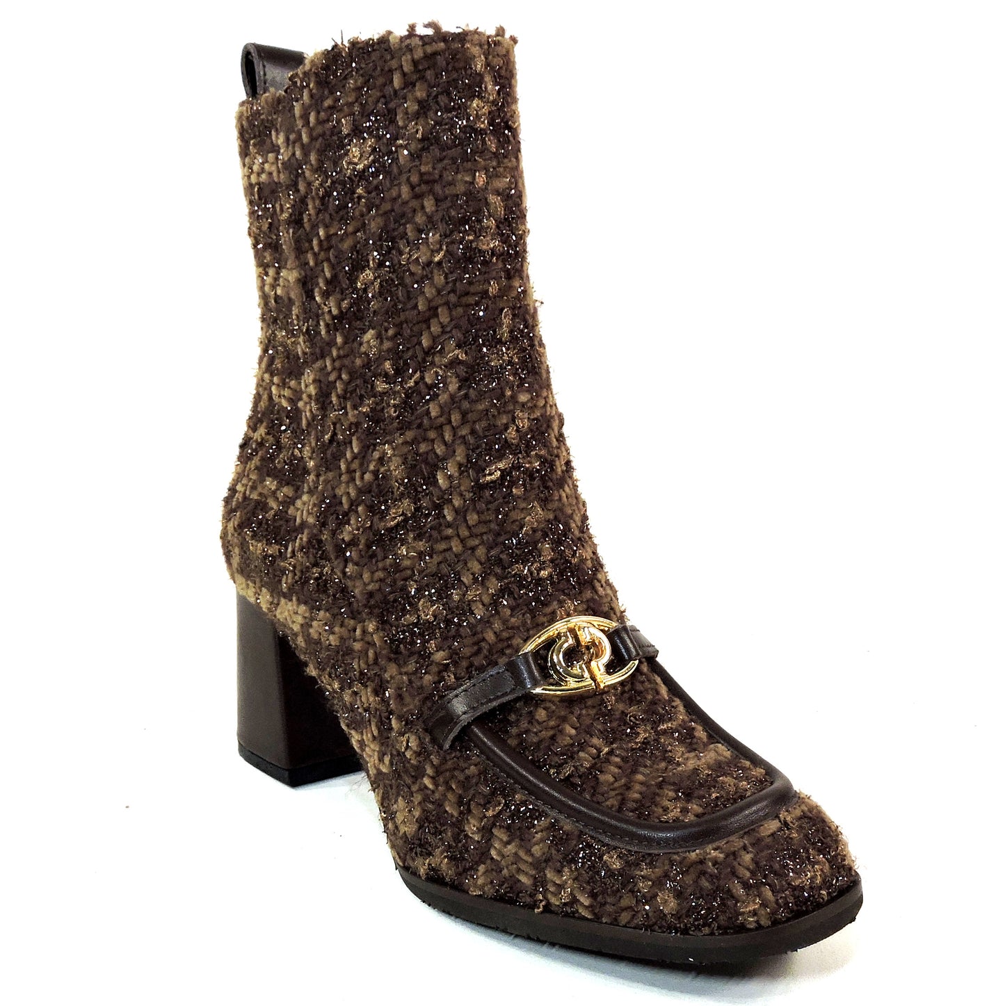 PAOLA FABIANI 🇮🇹 WOMEN'S BROWN FABRIC COMFORT FASHION WINTER BOOTIE