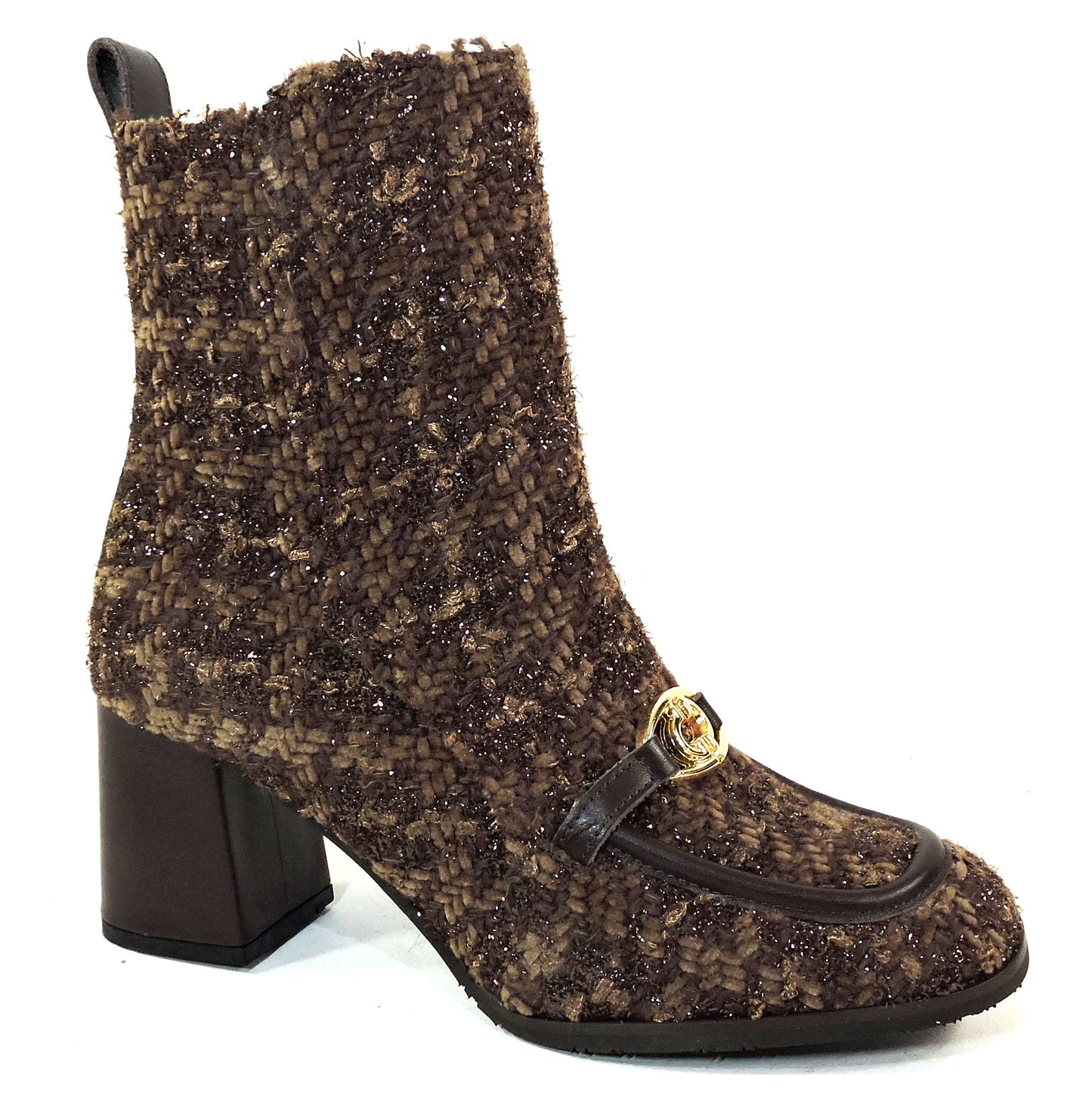 PAOLA FABIANI 🇮🇹 WOMEN'S BROWN FABRIC COMFORT FASHION WINTER BOOTIE