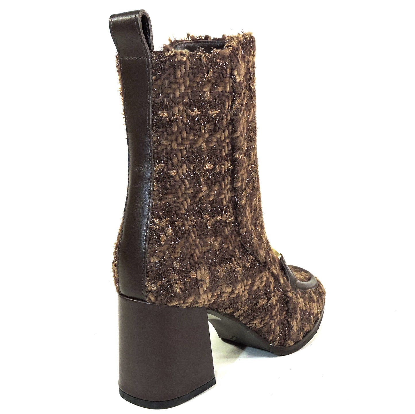 PAOLA FABIANI 🇮🇹 WOMEN'S BROWN FABRIC COMFORT FASHION WINTER BOOTIE
