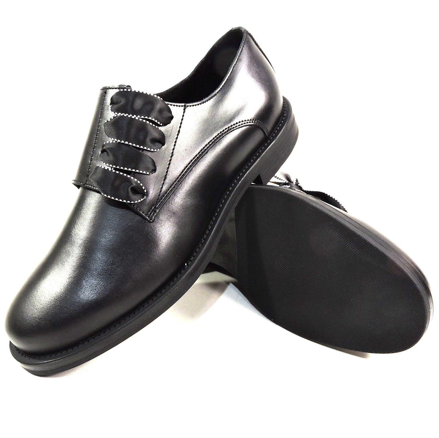 FRAU 🇮🇹 WOMEN' S BLACK SOFT LEATHER COMFORT FASHION OXFORD SHOES