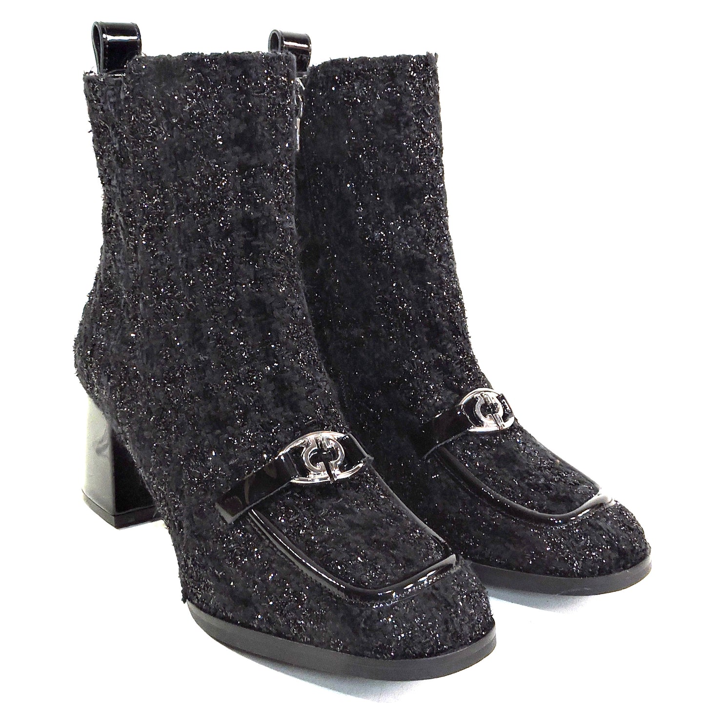 PAOLA FABIANI 🇮🇹 WOMEN'S BLACK FABRIC COMFORT FASHION WINTER BOOTIE