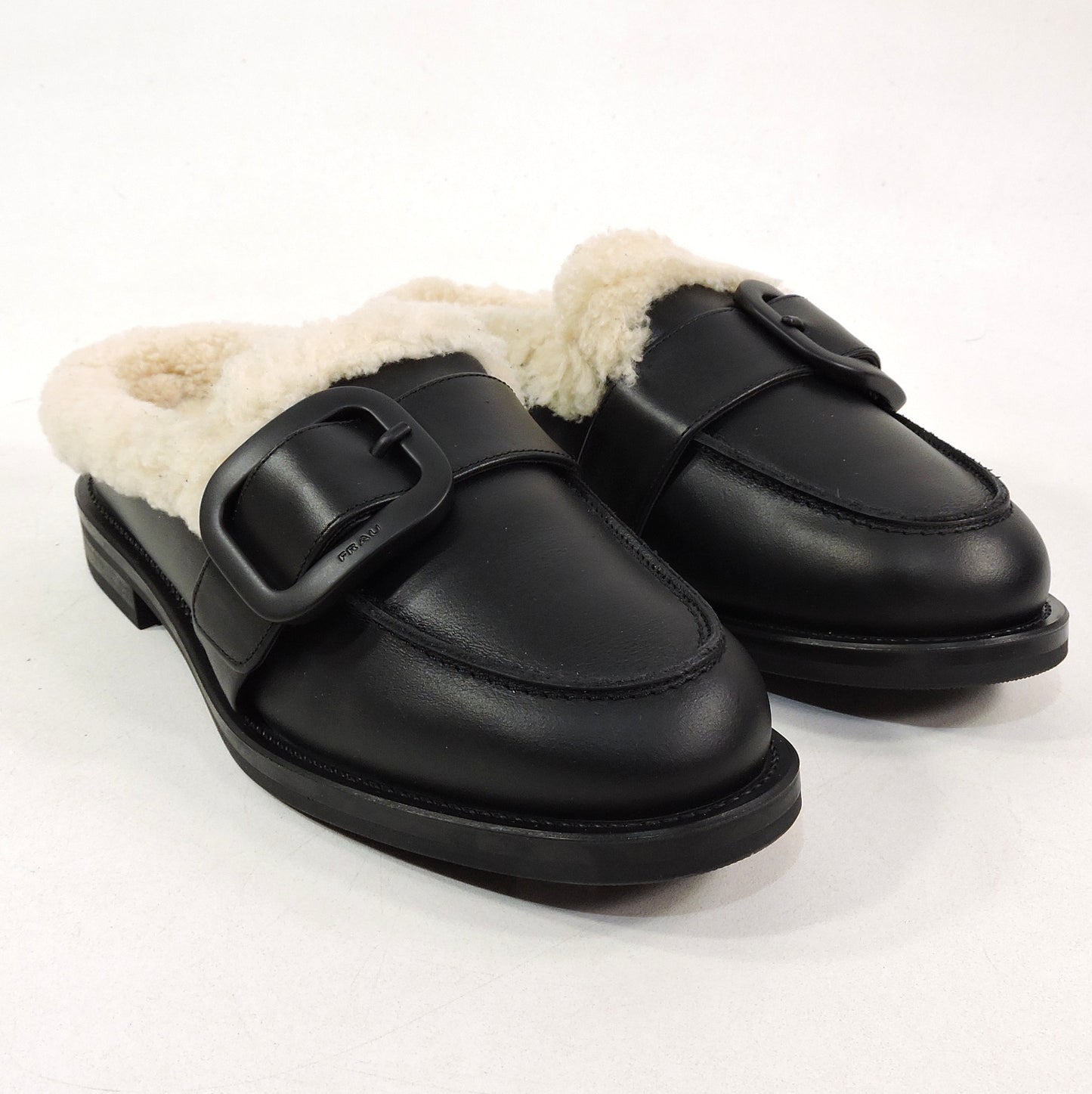 FRAU 🇮🇹 WOMEN'S BLACK SOFT LEATHER COMFORT WINTER MULES