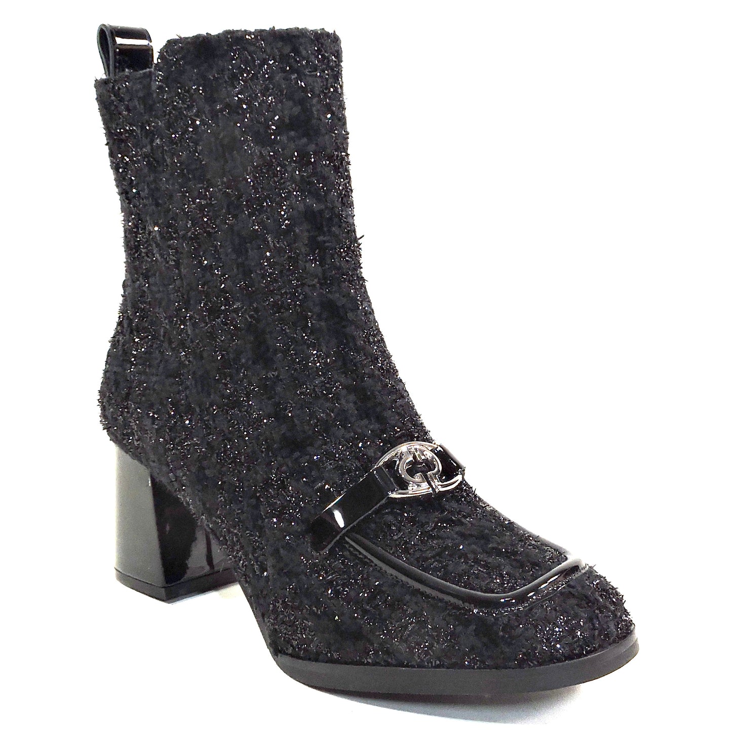 PAOLA FABIANI 🇮🇹 WOMEN'S BLACK FABRIC COMFORT FASHION WINTER BOOTIE