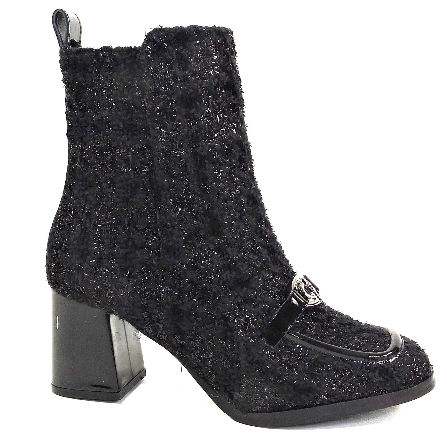 PAOLA FABIANI 🇮🇹 WOMEN'S BLACK FABRIC COMFORT FASHION WINTER BOOTIE