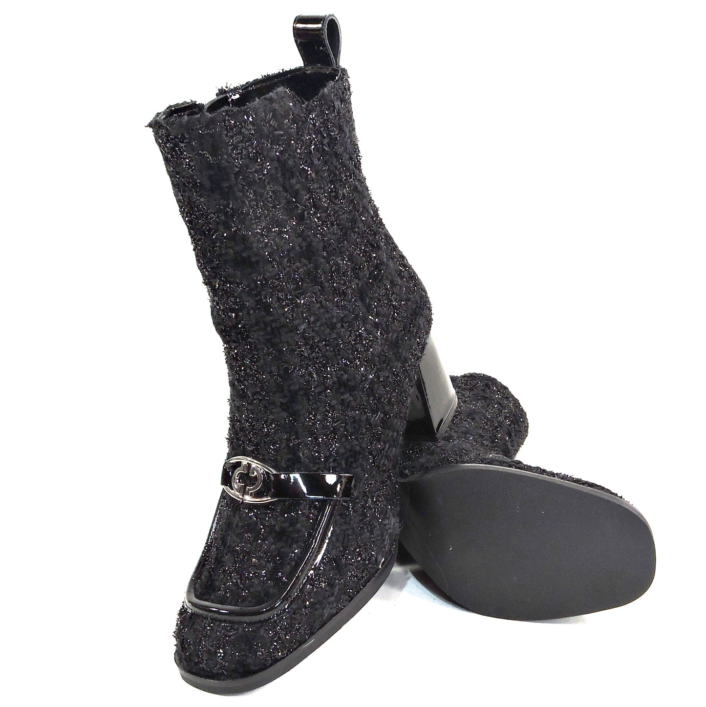PAOLA FABIANI 🇮🇹 WOMEN'S BLACK FABRIC COMFORT FASHION WINTER BOOTIE