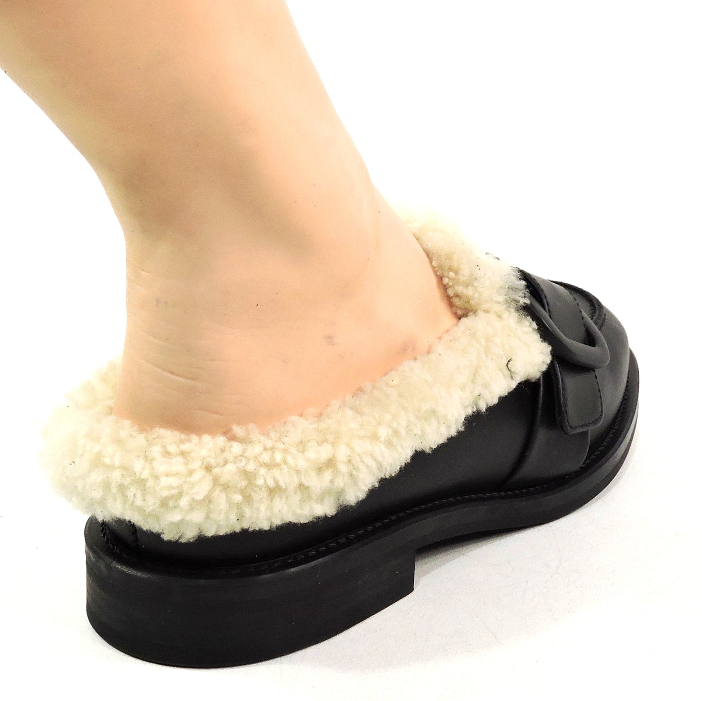 FRAU 🇮🇹 WOMEN'S BLACK SOFT LEATHER COMFORT WINTER MULES