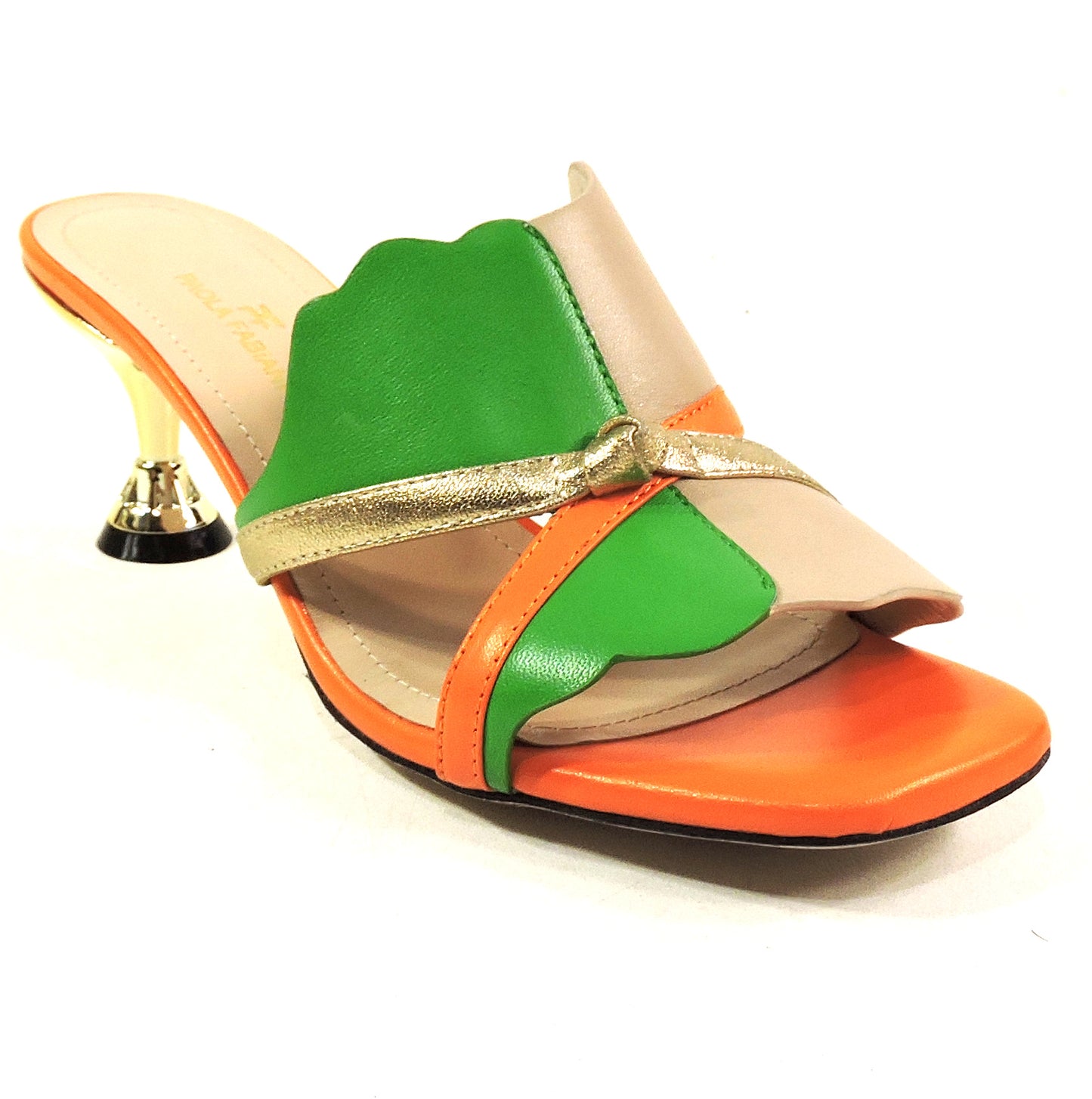 PAOLA FABIANI 🇮🇹 WOMEN'S MULTICOLOR SOFT LEATHER COMFORT FASHION SUMMER MULES