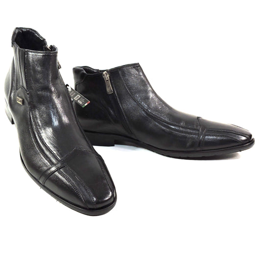 ERNESTO DOLANI 🇮🇹 MEN'S BLACK SOFT LEATHER WINTER ANKLE BOOTIE